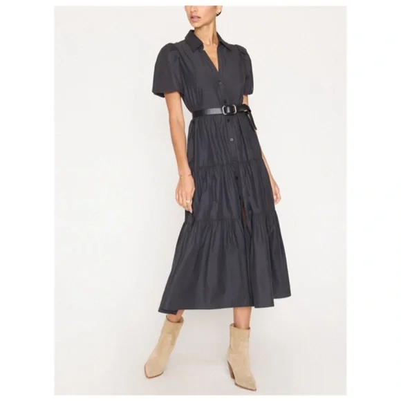 Brochu Walker The Havana Iconic Classic Shirt Maxi Dress Puff Sleeves XS - Picture 3 of 14